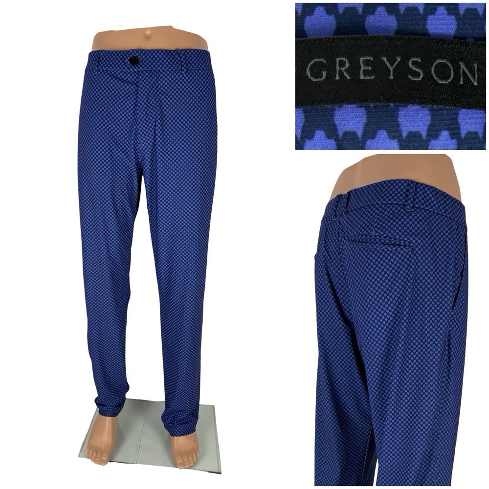 Greyson Mens 36 X 32 Pants Blue Pattern Polyester Elastane Limited Mini Logo